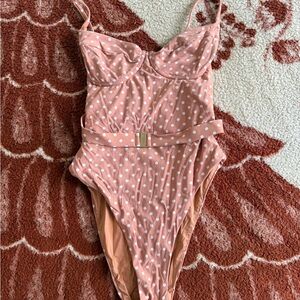 Onia Pink Polka Dot One Piece Swimsuit